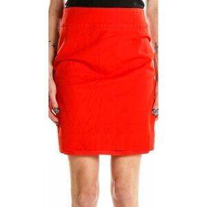 J.Crew The Pencil Skirt with Side Pockets 12 Red 100% Cotton Womens Knee-Length
